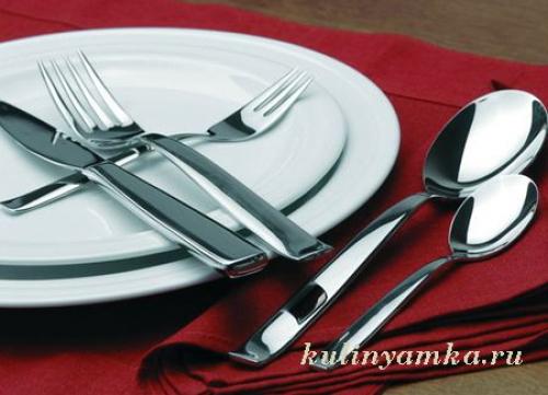 Как нужно положить нож и вилку при сервировке стола. Столовые приборы для сервировки праздничного стола 05