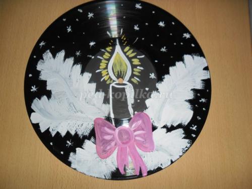 Что можно сделать из старых пластинок. Ваза для фруктов 11