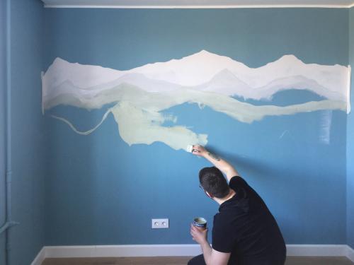 Горы на стене в детской своими руками. МАСТЕР-КЛАСС: Как быстро и недорого декорировать пустую стену