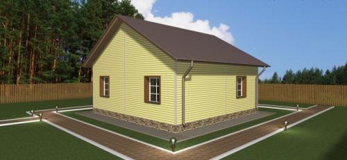 Красивые одноэтажные деревянные дома из клееного бруса с большими окнами с гаражом. Выбор габаритов