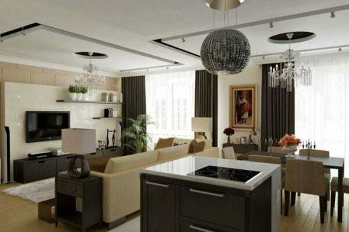 Дизайн кухня столовая гостиная в частном доме. На что обратить внимание перед началом работ