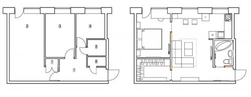 Двухкомнатная квартира 42 кв.м дизайн. Бюджетная перепланировка двушки 42 кв. м в убитой хрущёвке