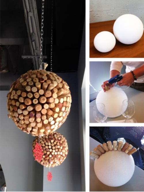 Чем клеить винные пробки. Уро.  Декоративные шары