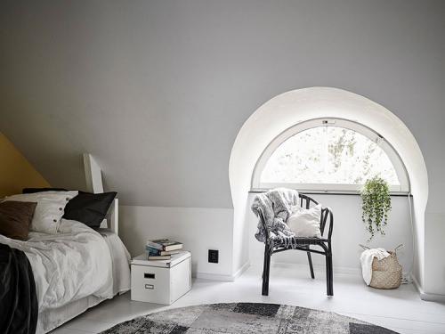 Современная мансардная квартира с мазанной стеной в Гетеборге 09