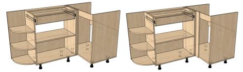 Как собрать угловой шкаф под мойку. Нижний кухонный угловой стык 90 градусов. Разные варианты.