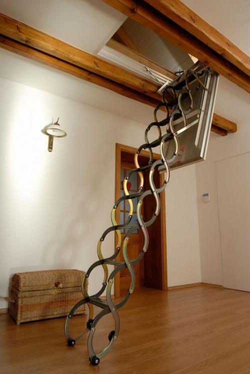 Телескопическая лестница на чердак. Чердачные лестницы — простые конструкции, практичные модели, варианты применения и постройки (125 фото + видео)