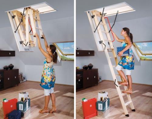 Телескопическая лестница на чердак. Чердачные лестницы — простые конструкции, практичные модели, варианты применения и постройки (125 фото + видео)