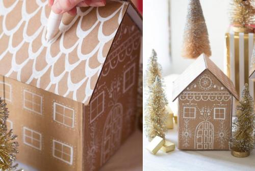 Новогодний сказочный домик своими руками. Новогодний домик из картона своими руками: здания одинаковые, но разные