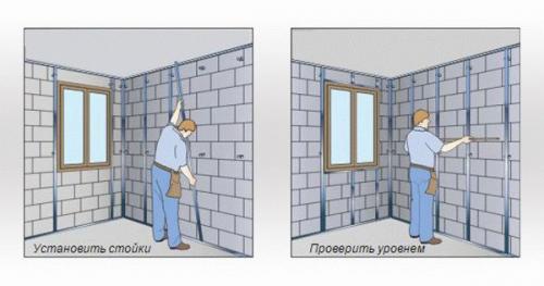 Как собирать каркас под гипсокартон. Каркас под гипсокартон для стены 03