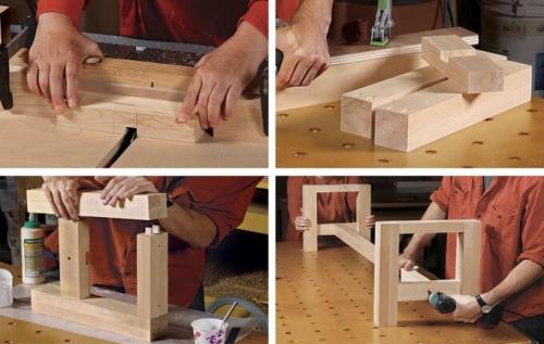 Чертеж лавки из дерева без спинки. Скамейка на вставных шипах