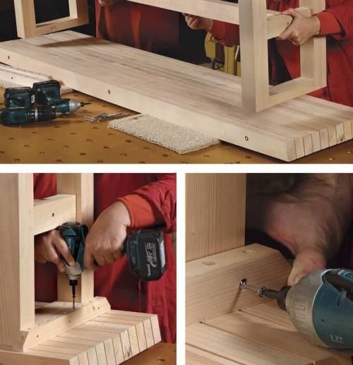 Чертеж лавки из дерева без спинки. Скамейка на вставных шипах