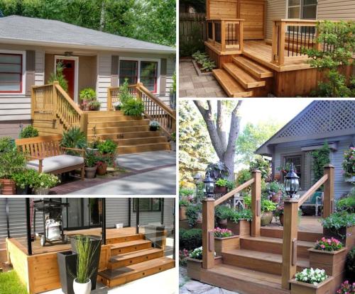 Варианты крыльца из металла. Деревянное крыльцо