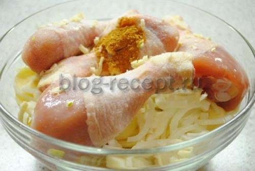 Куриные ножки в духовке с майонезом и картошкой. Куриные ножки с картошкой в духовке в рукаве