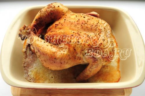 Курица в духовке на соли разрезанная. Ингредиенты