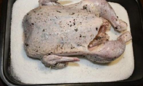 Курица на соли не получилась. Способ приготовления: