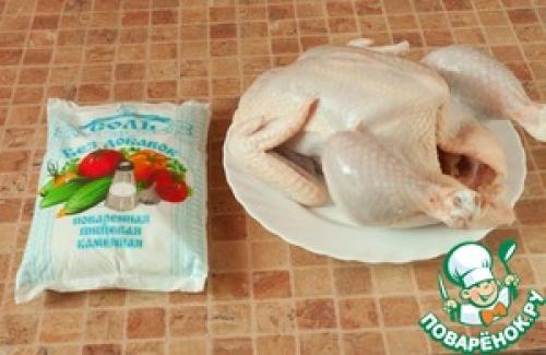 Курица в духовке целиком с хрустящей корочкой на соли. Курица на соли