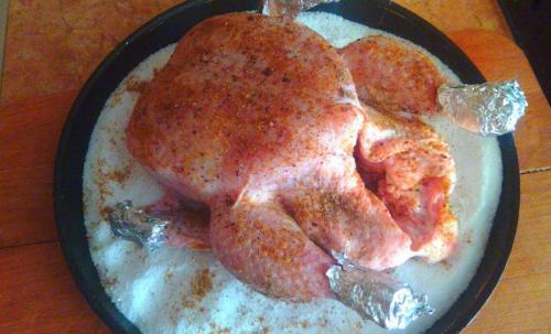 Курица в духовке запечённая на соли. Курица на соли целиком в духовке — вкусный пошаговый рецепт