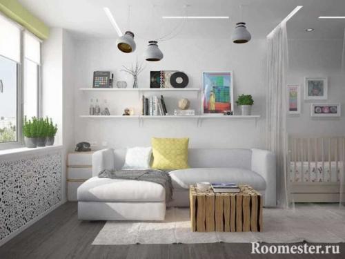 Дизайн однокомнатной квартиры 35 кв м с ребенком. Организация зон для двух взрослых и маленького ребенка