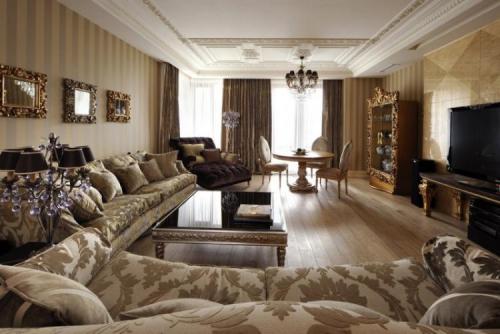 Большая гостиная в современном стиле. Гостиная в классическом стиле