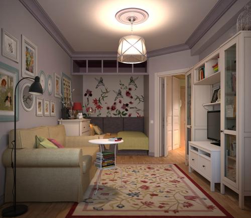Однокомнатная квартира с нишей расстановка мебели. Интерьер комнаты с нишей