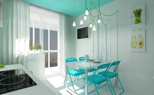 Бюджетный дизайн однокомнатной квартиры. Бюджетный дизайн интерьера для однокомнатной квартиры в мятных тонах