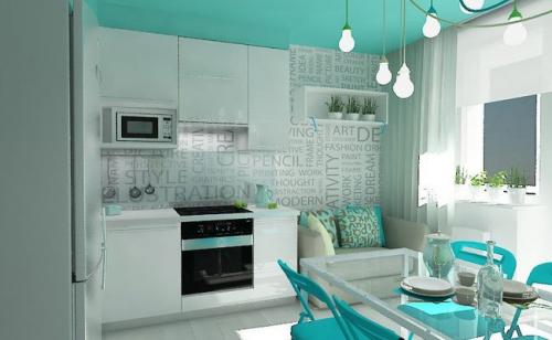 Бюджетный дизайн однокомнатной квартиры. Бюджетный дизайн интерьера для однокомнатной квартиры в мятных тонах