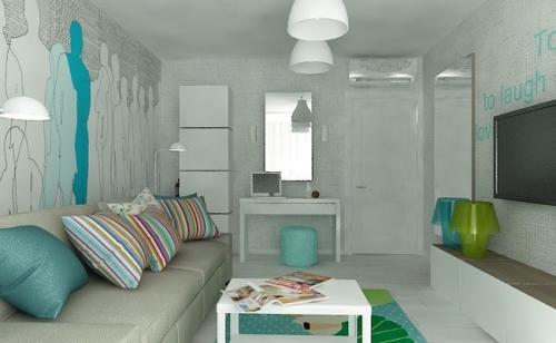 Бюджетный дизайн однокомнатной квартиры. Бюджетный дизайн интерьера для однокомнатной квартиры в мятных тонах