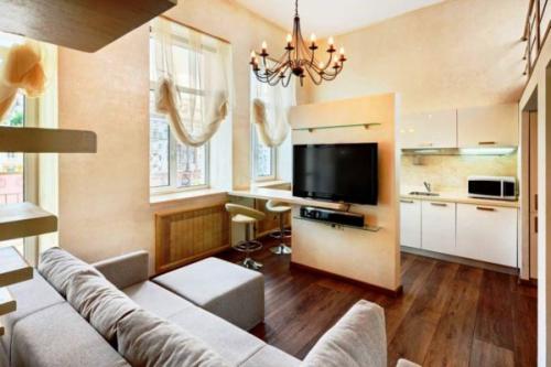 Как отделить кухню в маленькой студии. Кухня в маленькой квартире-студии: фото дизайна