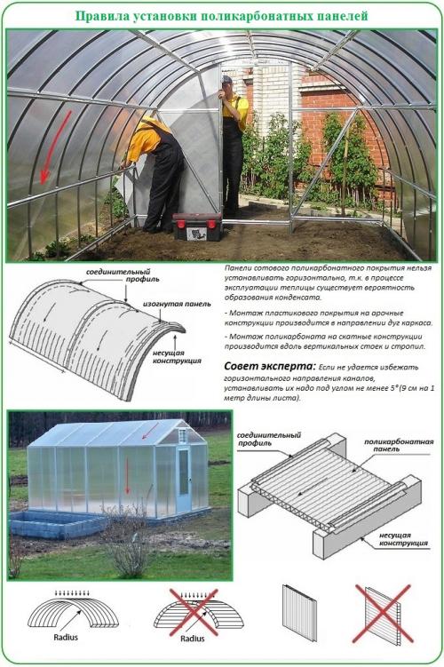 Как крепить поликарбонат на верху теплицы. Учет характеристик материала