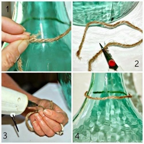 Шпагат из пластиковых бутылок. Украшение бутылок шпагатом