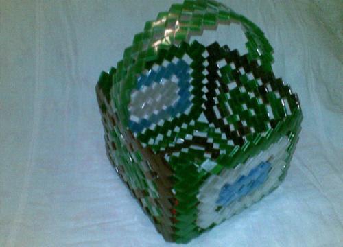 Корзины из пластиковых бутылок. Вариан. Маленькая корзинка для продуктов или домашних мелочей