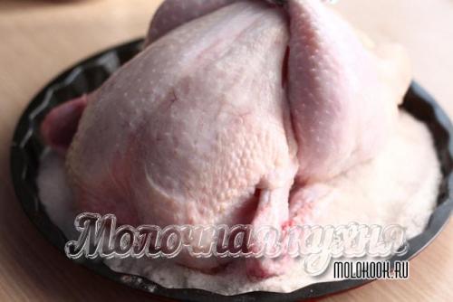 Курица в соли в духовке. Способ приготовления: