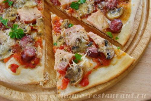 Рецепт тонкой пиццы, как в пиццерии. Пицца на тонком тесте, как в пиццерии в домашних условиях
