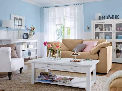 Интерьер в голубых и бежевых тонах. БЕЖЕВО-ГОЛУБАЯ ГОСТИНАЯ: АЗЫ ДИЗАЙНА И ДЕКОРИРОВАНИЯ