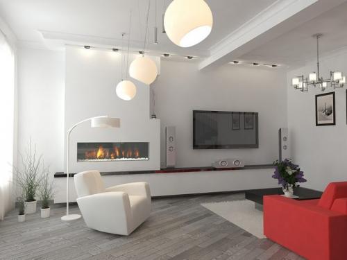 Интерьер гостинной в бело серых тонах. ОСНОВНЫЕ ПОВЕРХНОСТИ (СТЕНЫ, ПОЛ, ПОТОЛОК)