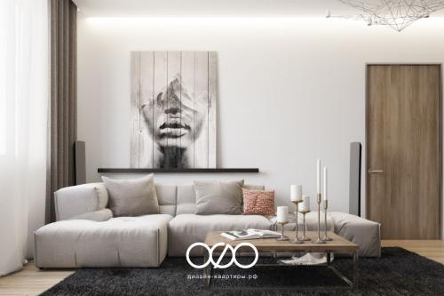 Гостиные с серыми стенами и синим диваном: сочетание стилей и цветов 16