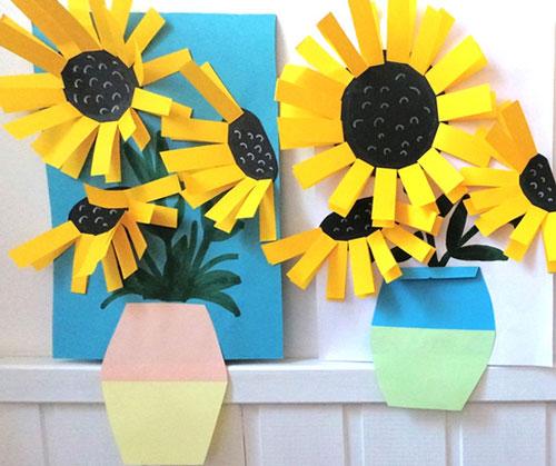Поделки для детей 7 лет из бумаги. Аппликация «Подсолнухи»