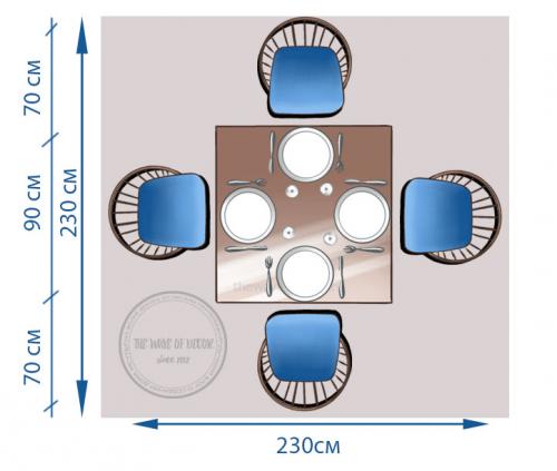 Размер стола на 20 человек.  Прямоугольный обеденный стол на 4 человека