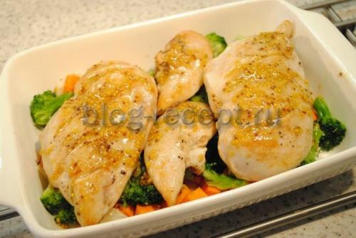 Как готовить курицу в духовке кусочками. Кусочки филе курицы (грудка) с овощами в духовке