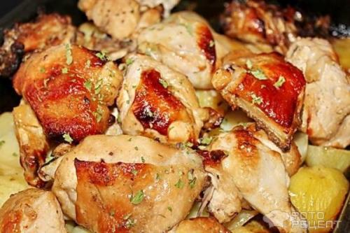 Курица в медово-соевом соусе с картошкой в духовке. Рецепт: Курица в медово-соевом соусе - в духовке, с картофелем