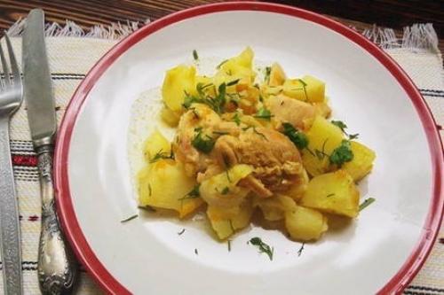 Курица с картошкой в духовке на противне. Курица целиком с картошкой на противне