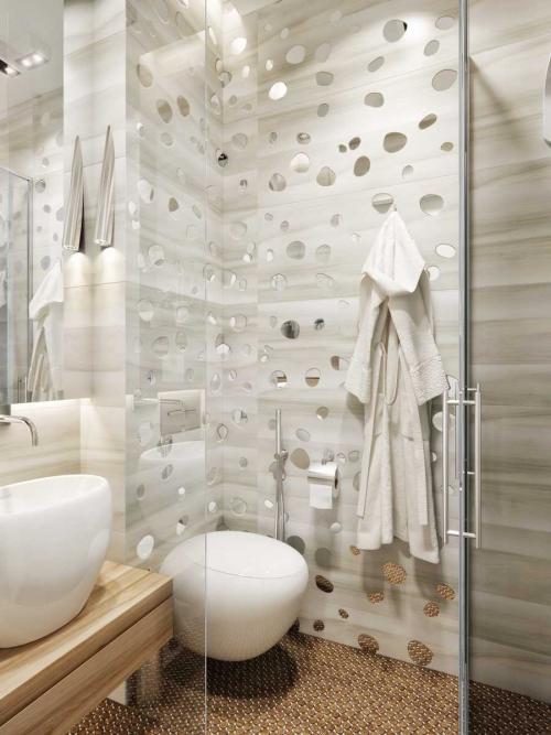 Современная отделка стен ванной комнаты. Керамическая плитка остаётся в фаворитах