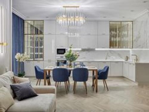 Кухня - гостиная в стиле - современная классика.