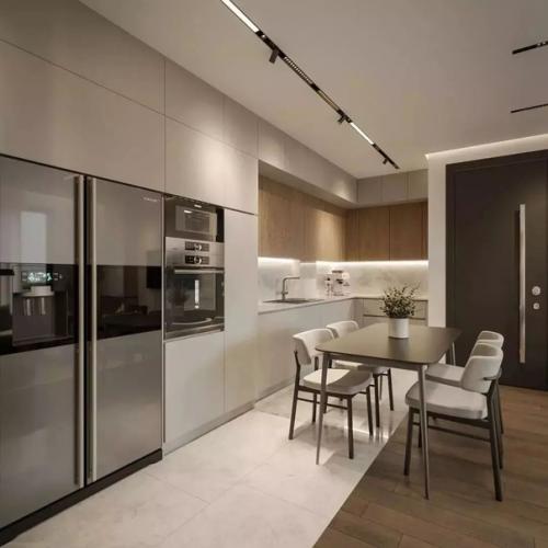 Интерьер кухни - гостиной и спальни в едином стиле. 01