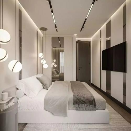 Интерьер кухни - гостиной и спальни в едином стиле. 07