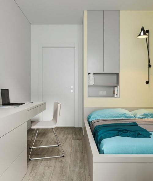 Двухкомнатная квартира с голубой кухней. 04