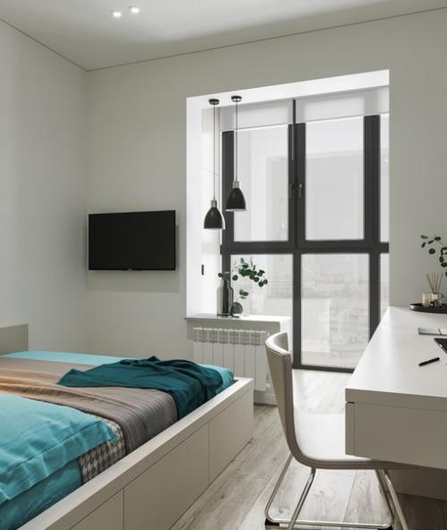 Двухкомнатная квартира с голубой кухней. 05