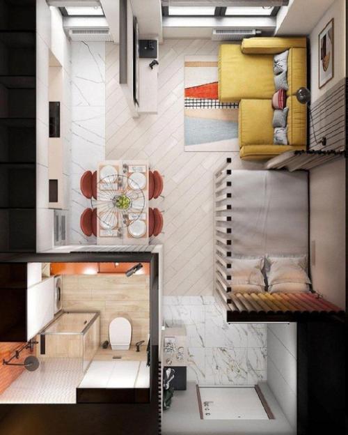 Проект квартиры - студии, площадью - 27 кв. 08