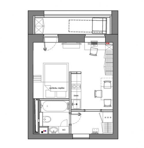 Квартира - студия для семьи с ребенком школьного возраста. 09