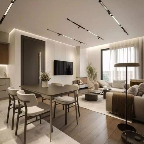 Интерьер кухни - гостиной и спальни в едином стиле. 02